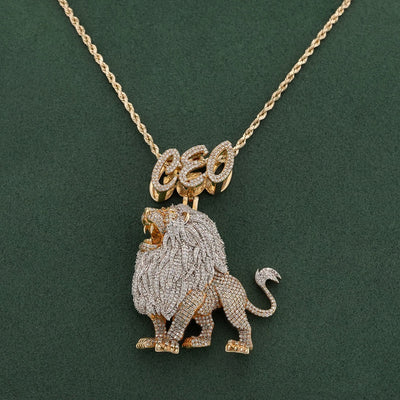 10K Yellow Gold CEO Lion Animal Charm 7.5CT Natural Diamond Men Women Charm - Elite Jewelers-Charms & Pendants