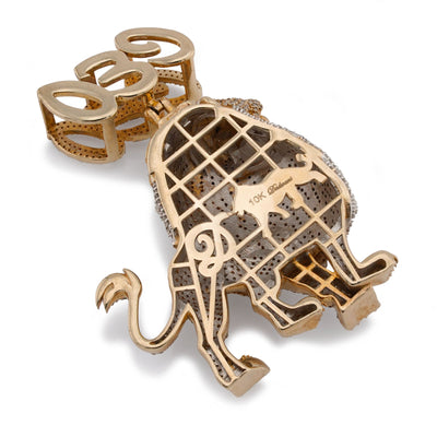 10K Yellow Gold CEO Lion Animal Charm 7.5CT Natural Diamond Men Women Charm - Elite Jewelers-Charms & Pendants
