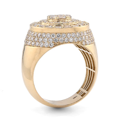 10K Yellow Gold Cluster Flower Round 3.25CT Lab Diamond Men Pinky Ring - Elite Jewelers - Rings