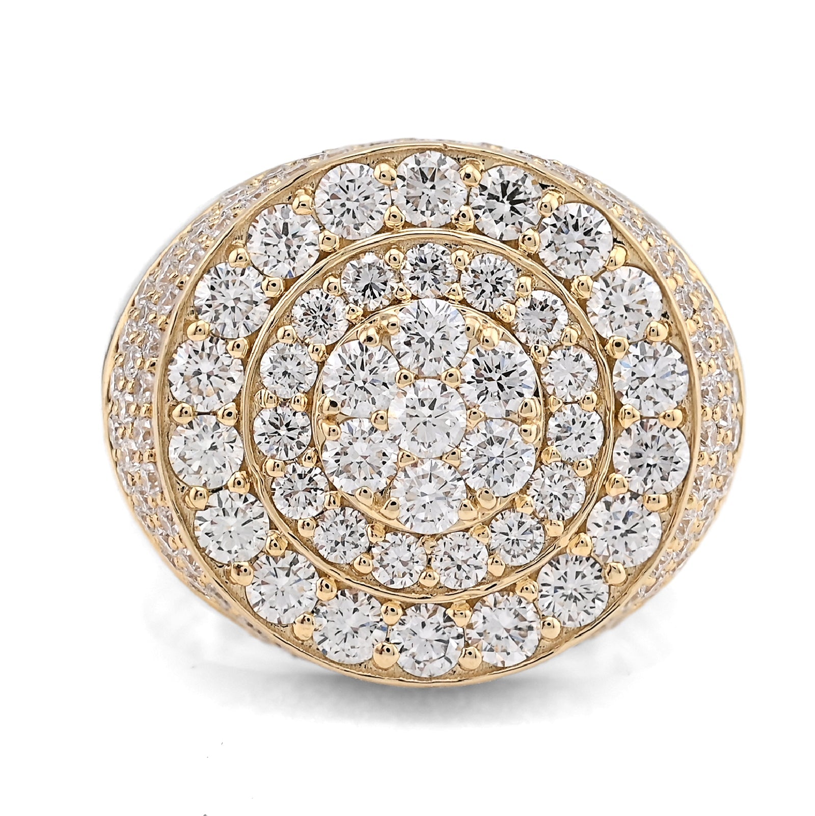 10K Yellow Gold Cluster Flower Round 3.25CT Lab Diamond Men Pinky Ring - Elite Jewelers - Rings