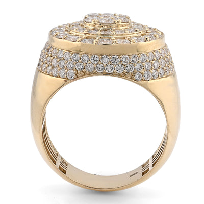 10K Yellow Gold Cluster Flower Round 3.25CT Lab Diamond Men Pinky Ring - Elite Jewelers - Rings