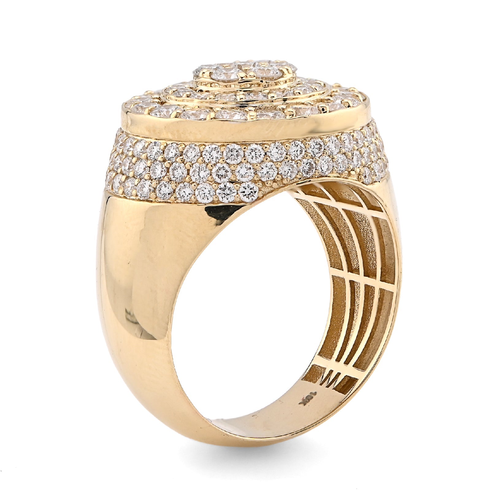 10K Yellow Gold Cluster Flower Round 3.25CT Lab Diamond Men Pinky Ring - Elite Jewelers - Rings