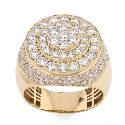 10K Yellow Gold Cluster Flower Round 3.25CT Lab Diamond Men Pinky Ring - Elite Jewelers - Rings