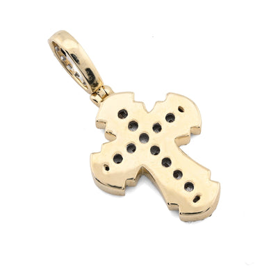 10k Yellow Gold Cross Pendant 0.43CTW Natural Round/Baguette Diamond 4gms Charm - Elite Jewelers - Charms & Pendants