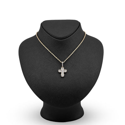 10k Yellow Gold Cross Pendant 0.43CTW Natural Round/Baguette Diamond 4gms Charm - Elite Jewelers - Charms & Pendants