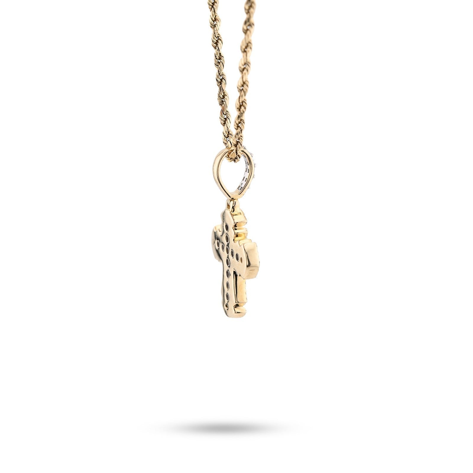 10k Yellow Gold Cross Pendant 0.43CTW Natural Round/Baguette Diamond 4gms Charm - Elite Jewelers - Charms & Pendants
