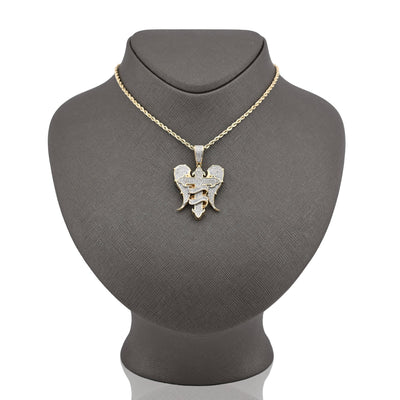 10K Yellow Gold Cross with Angel Wings 0.83CT Natural Diamond Charm Men Women Pendant - Elite Jewelers - Charms & Pendants