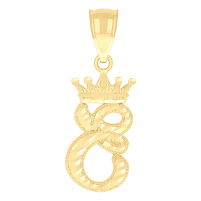 10k Yellow Gold Crown Initial Letter "E" Pendant 1.1g Alphabet Unisex Charm - Elite Jewelers - Charms & Pendants