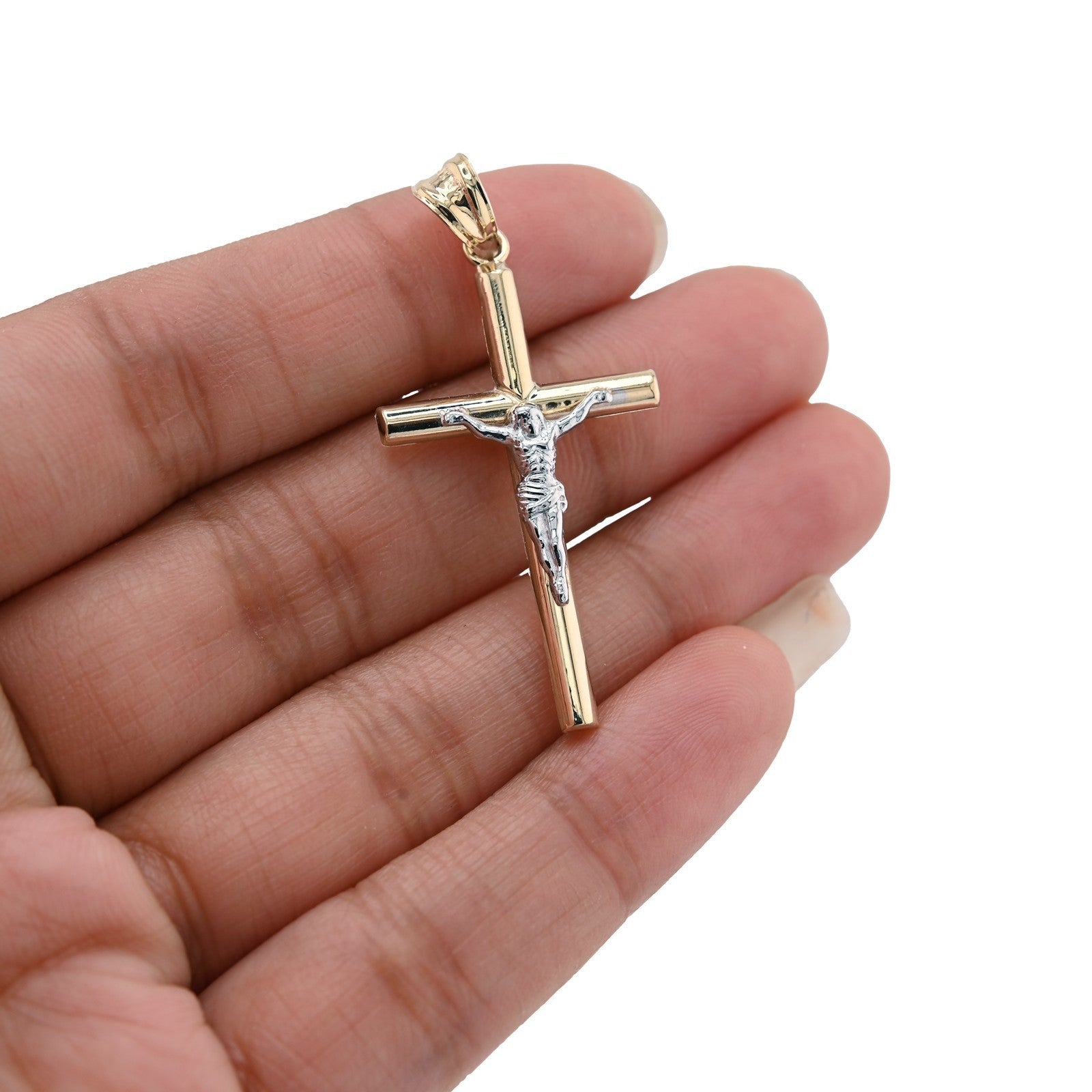10k Yellow Gold Crucifix Cross Pendant 1.4g Religious Mens Charm - Elite Jewelers - Charms & Pendants