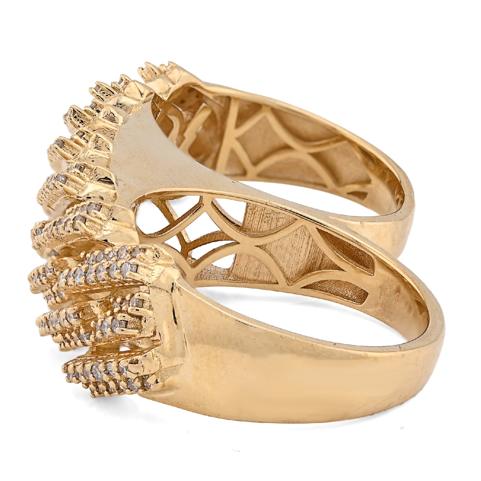 10K Yellow Gold Cuban Link 2 Finger 3CT Natural Diamond Men Ring - Elite Jewelers - Rings