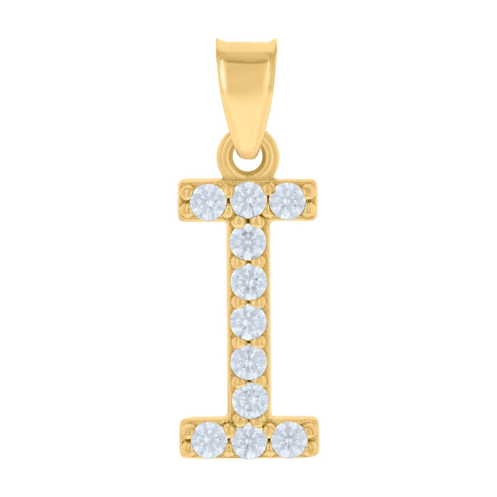10k Yellow Gold Cubic Zirconia Initial "I" Pendant 0.7g Alphabet Unisex Charm - Elite Jewelers - Charms & Pendants
