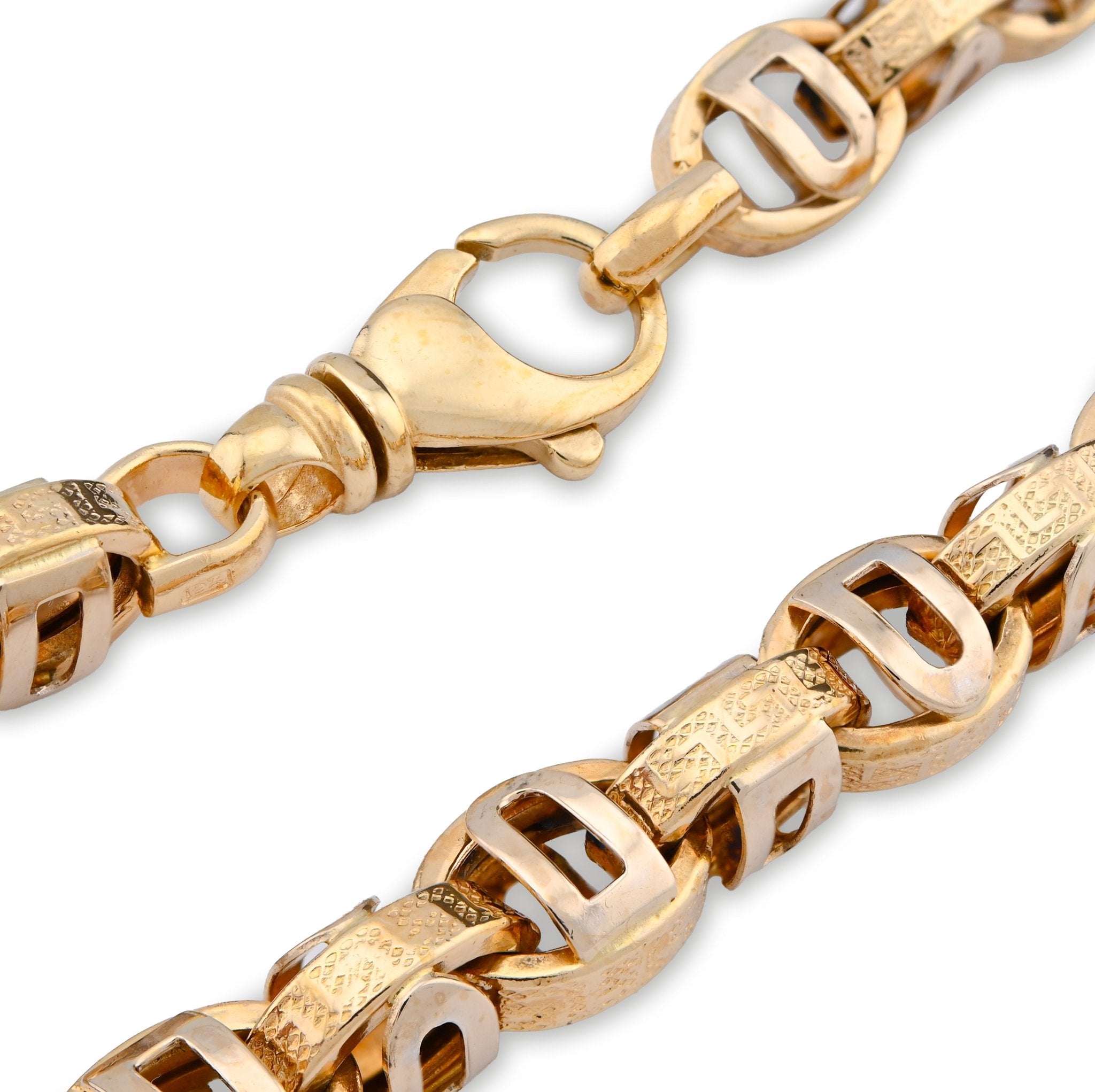 10K Yellow Gold Custom Made Greek Bar link Chain Men Women 26" Necklace 25.5g - Elite Jewelers - Necklaces