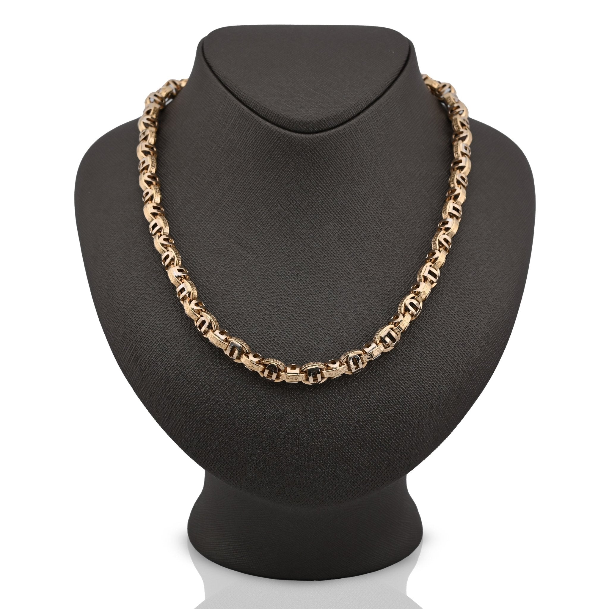 10K Yellow Gold Custom Made Greek Bar link Chain Men Women 26" Necklace 25.5g - Elite Jewelers - Necklaces