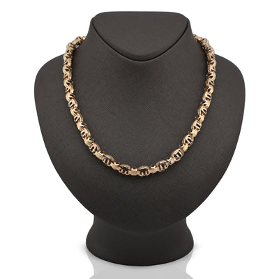 10K Yellow Gold Custom Made Greek Bar link Chain Men Women 26" Necklace 25.5g - Elite Jewelers - Necklaces