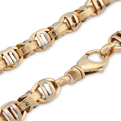 10K Yellow Gold Custom Made Greek Bar link Chain Men Women 26" Necklace 25.5g - Elite Jewelers - Necklaces