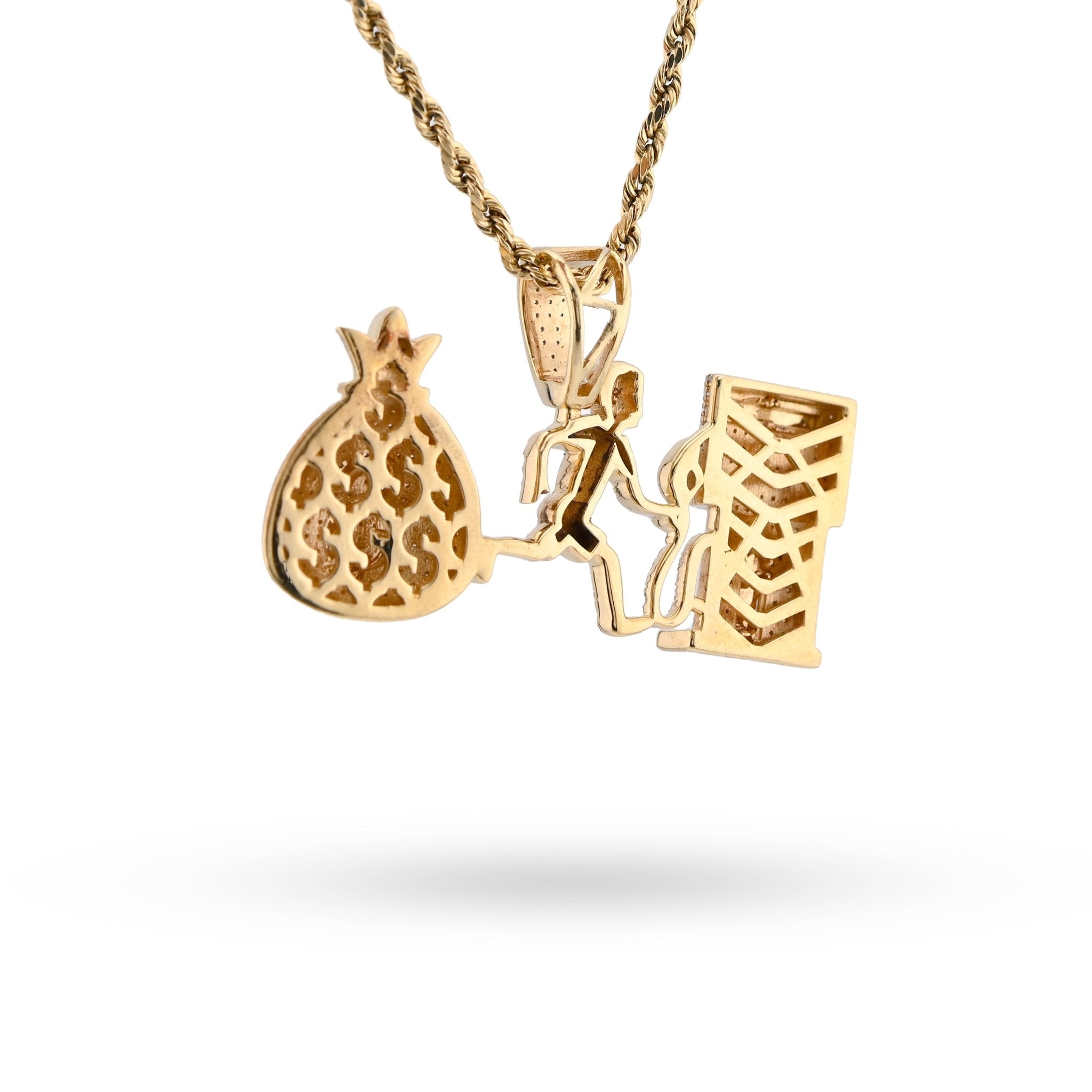 10K Yellow Gold Custom "Pump Human Money Bag" 0.86CT Natural Diamond Pendant Charm - Elite Jewelers - Charms & Pendants