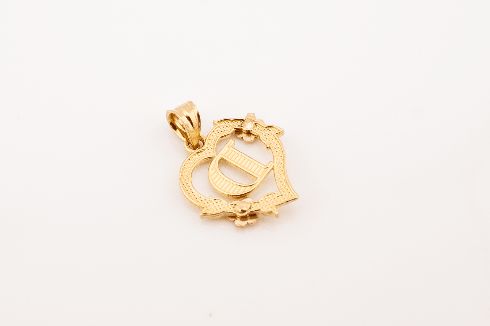 10k Yellow Gold "D" Alphabet Heart Pendant 0.9g Diamond Cut Initial Women Charm - Elite Jewelers - Charms & Pendants