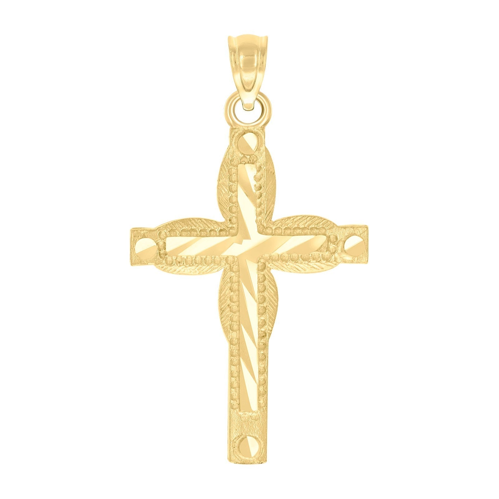 10k Yellow Gold Diamond - Cut Unisex Adults Cross Religious Charm 1.4grams Pendant - Elite Jewelers - Charms & Pendants
