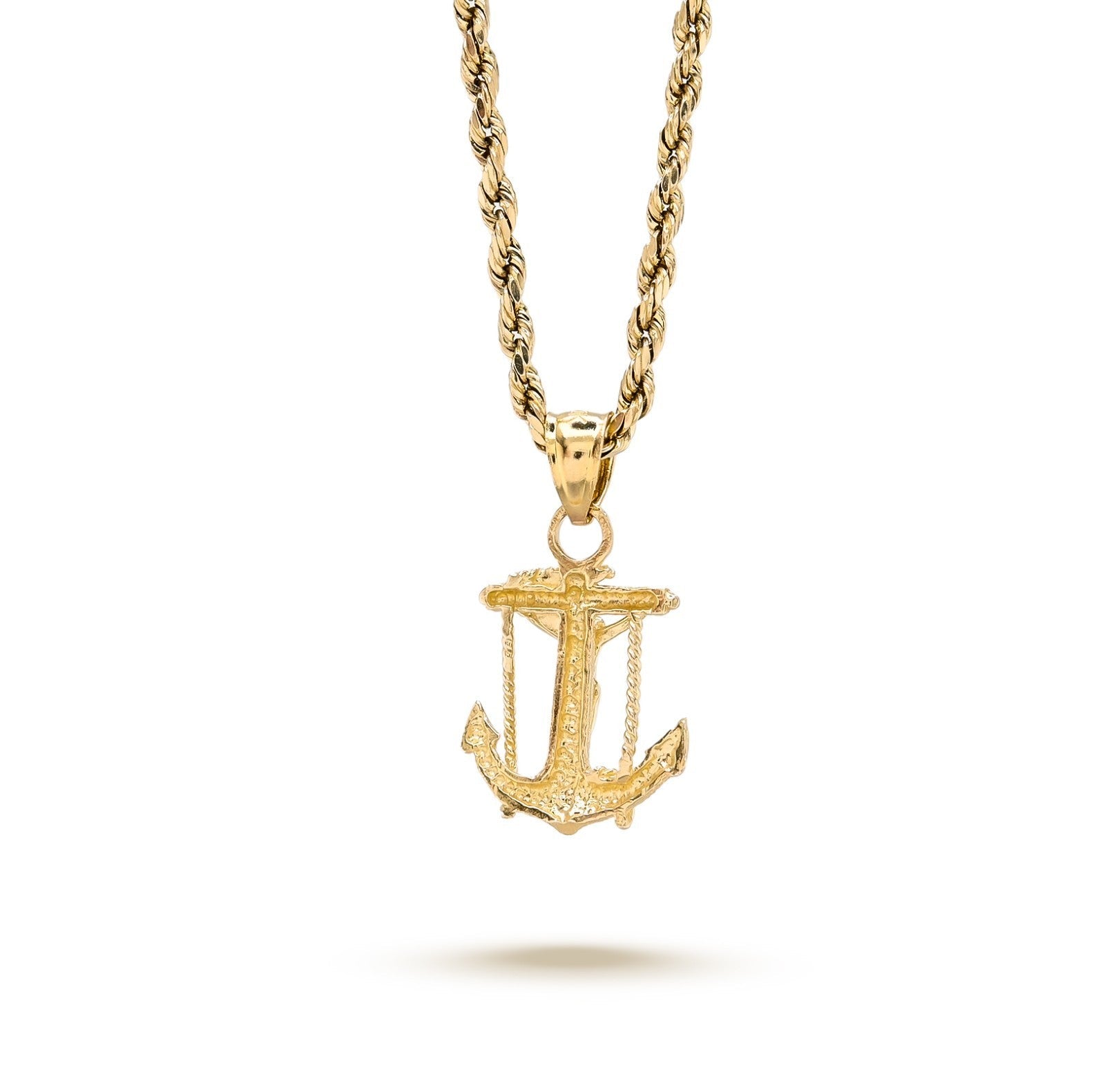10k Yellow Gold Diamond - Cut Unisex Anchor Cross Crucifix Pendant 1.3g Charm - Elite Jewelers - Charms & Pendants