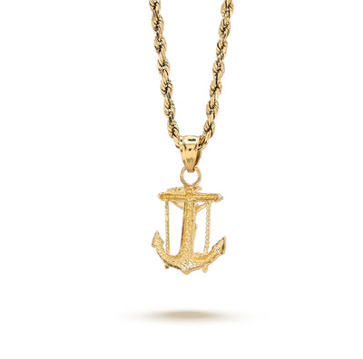 10k Yellow Gold Diamond - Cut Unisex Anchor Cross Crucifix Pendant 1.3g Charm - Elite Jewelers - Charms & Pendants