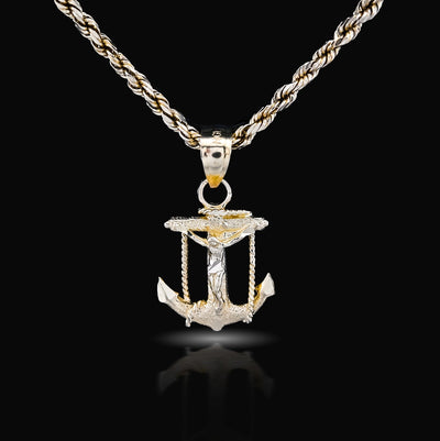 10k Yellow Gold Diamond - Cut Unisex Anchor Cross Crucifix Pendant 1.3g Charm - Elite Jewelers - Charms & Pendants
