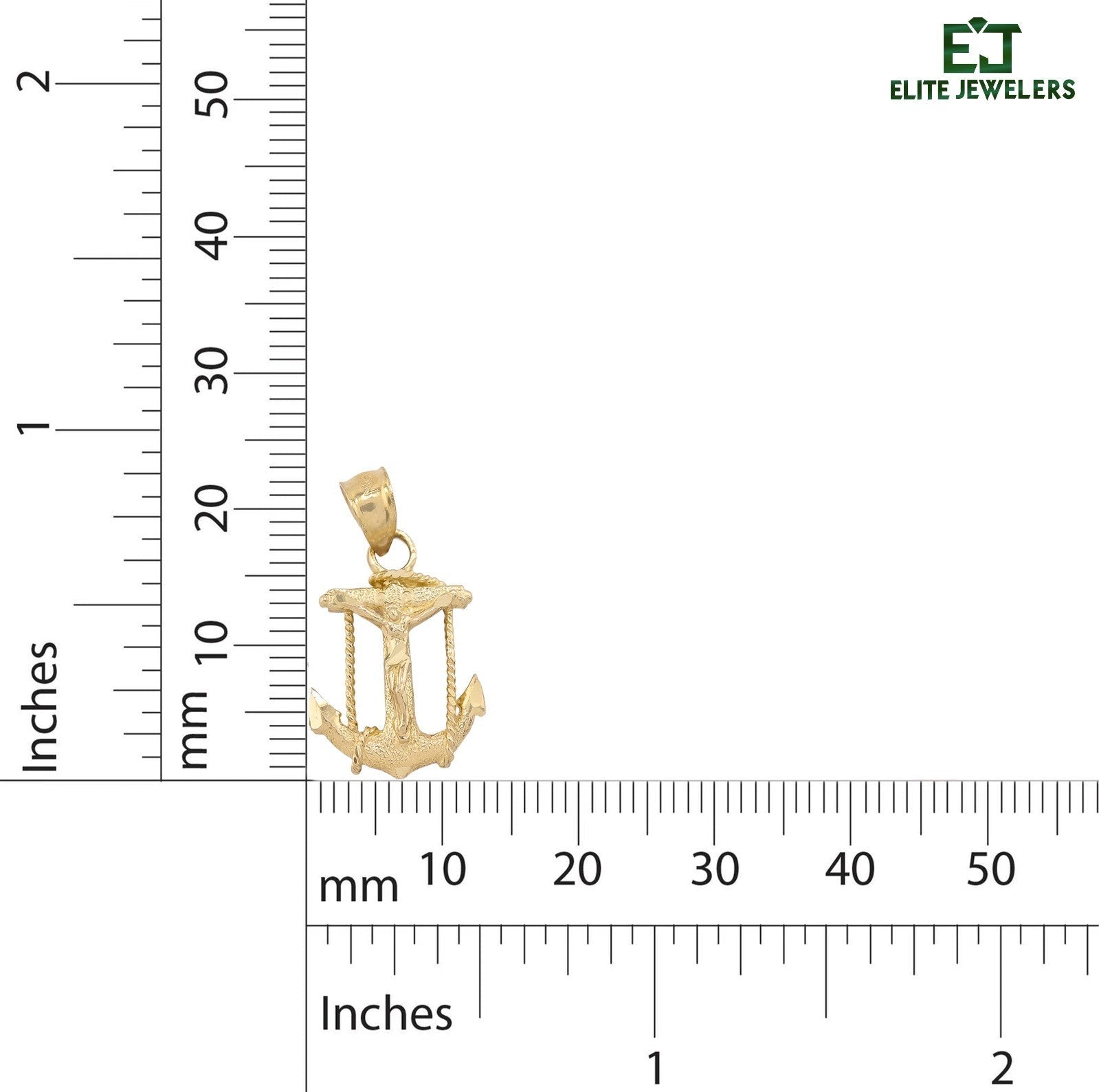 10k Yellow Gold Diamond - Cut Unisex Anchor Cross Crucifix Pendant 1.3g Charm - Elite Jewelers - Charms & Pendants