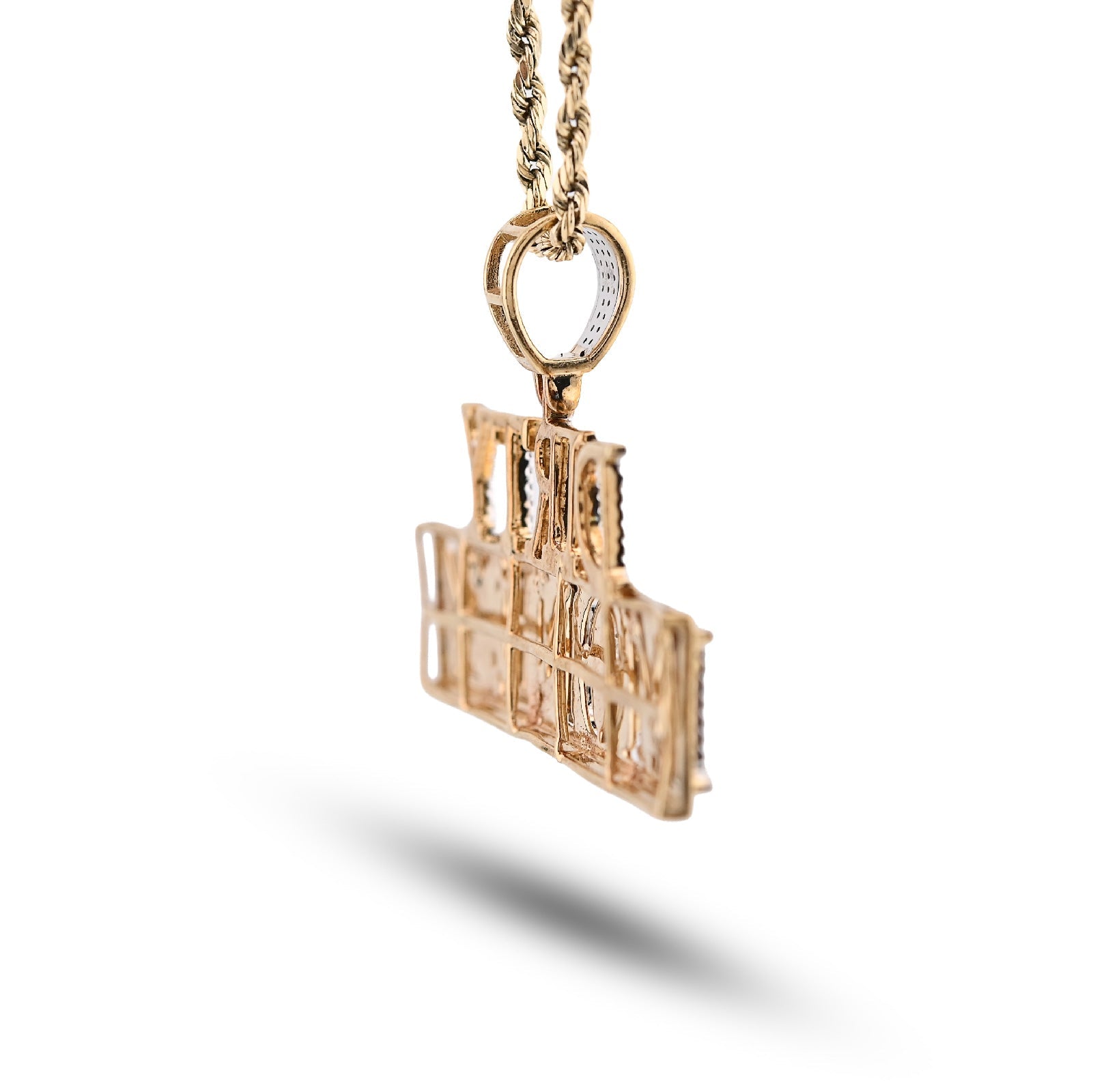 10K Yellow Gold "DIRTY MONEY" Custom Charm 1CT Natural Diamond 2.1" - Elite Jewelers - Charms & Pendants