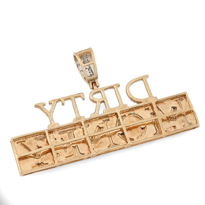 10K Yellow Gold "DIRTY MONEY" Custom Charm 1CT Natural Diamond 2.1" - Elite Jewelers - Charms & Pendants