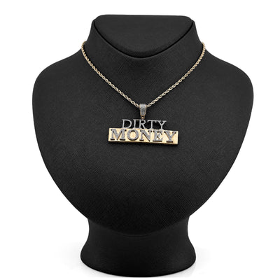 10K Yellow Gold "DIRTY MONEY" Custom Charm 1CT Natural Diamond 2.1" - Elite Jewelers - Charms & Pendants