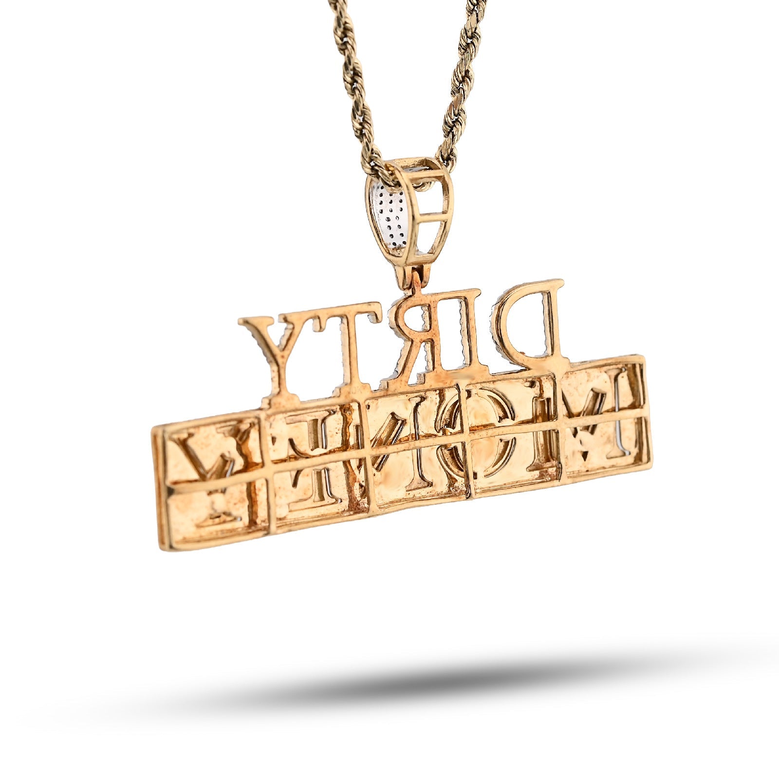 10K Yellow Gold "DIRTY MONEY" Custom Charm 1CT Natural Diamond 2.1" - Elite Jewelers - Charms & Pendants