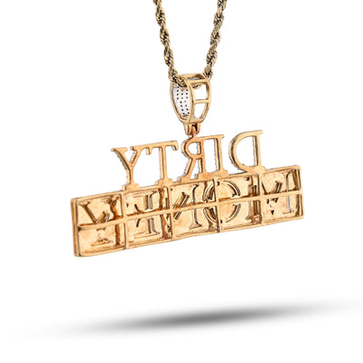 10K Yellow Gold "DIRTY MONEY" Custom Charm 1CT Natural Diamond 2.1" - Elite Jewelers - Charms & Pendants