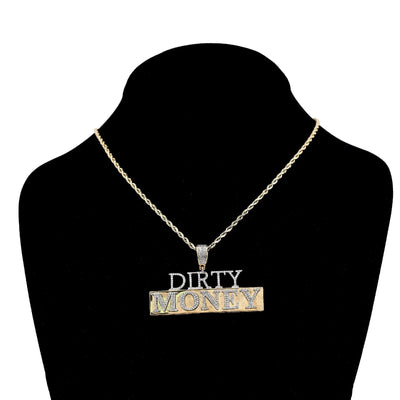 10K Yellow Gold "DIRTY MONEY" Custom Charm 1CT Natural Diamond 2.1" - Elite Jewelers - Charms & Pendants