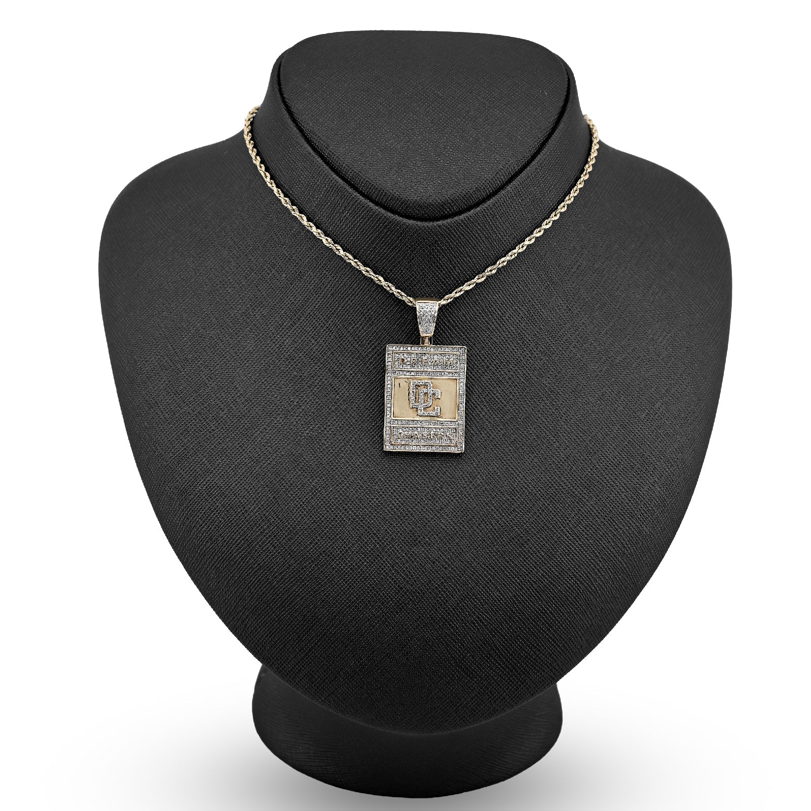 10K Yellow Gold "Dream Chasers" Rectangular Shape Pendant 0.75CT Natural Diamond Men Charm - Elite Jewelers - Charms & Pendants