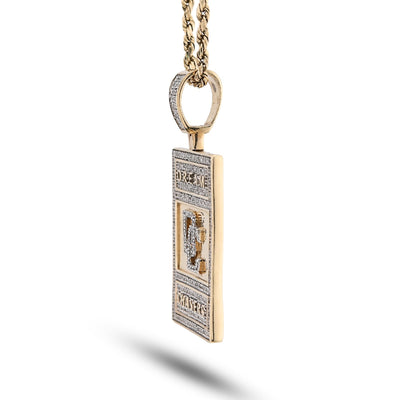 10K Yellow Gold "Dream Chasers" Rectangular Shape Pendant 0.75CT Natural Diamond Men Charm - Elite Jewelers - Charms & Pendants