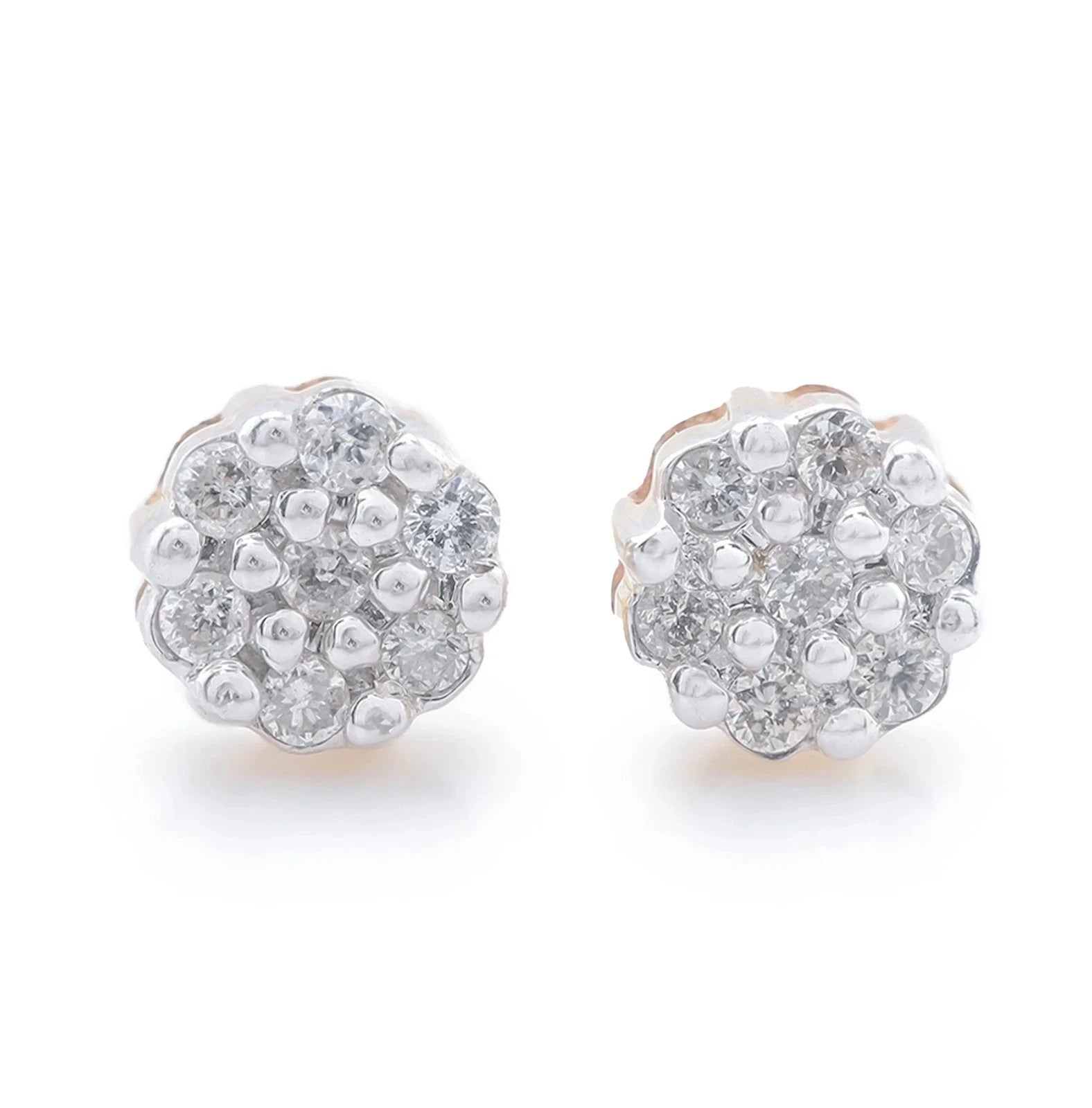 10k Yellow Gold Flower Cluster 0.15CT Natural Diamond Men Women Stud Earrings - Elite Jewelers - Earrings