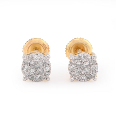 10K Yellow Gold Flower Cluster Earrings 0.36CT Natural Diamond Men Women Studs - Elite Jewelers - Earrings