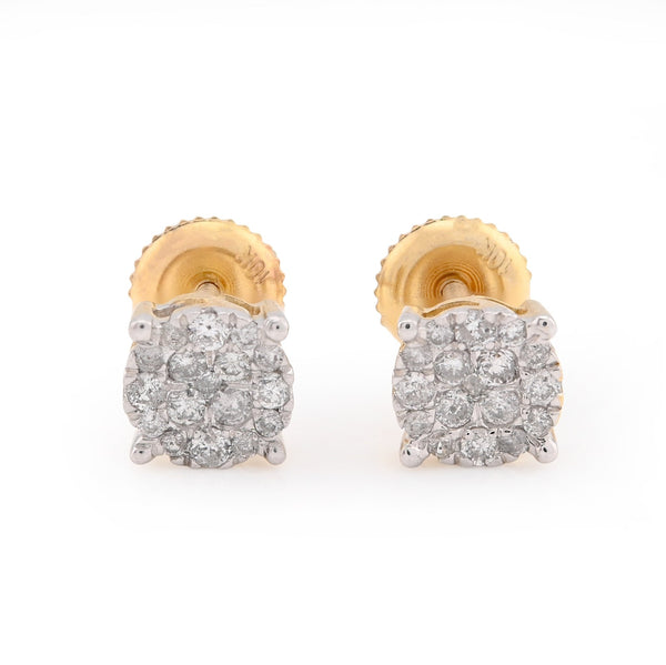 10K Yellow Gold Flower Cluster Earrings 0.36CT Natural Diamond Men Women Studs - Elite Jewelers - Earrings