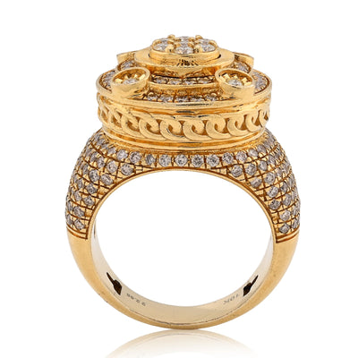 10K Yellow Gold Flower Cluster Multi Halo 2.55CT Natural Diamond Men Side Iced Pinky Ring - Elite Jewelers - Rings