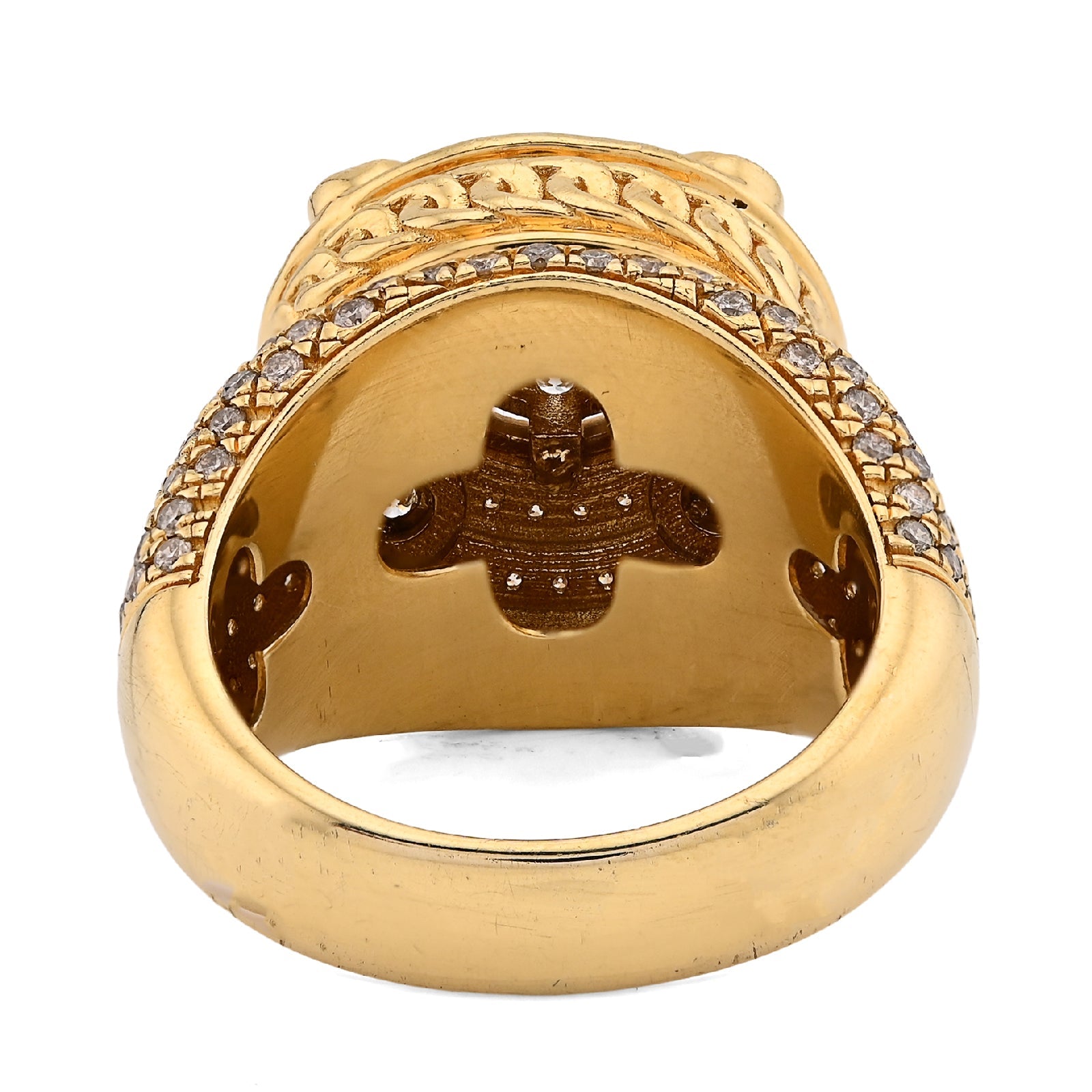 10K Yellow Gold Flower Cluster Multi Halo 2.55CT Natural Diamond Men Side Iced Pinky Ring - Elite Jewelers - Rings