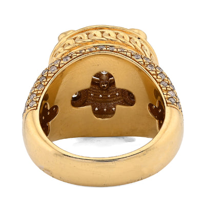 10K Yellow Gold Flower Cluster Multi Halo 2.55CT Natural Diamond Men Side Iced Pinky Ring - Elite Jewelers - Rings