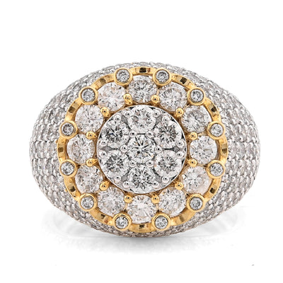 10K Yellow Gold Flower Cluster Natural Diamond 4.75CT Men Pinky Ring - Elite Jewelers - Rings
