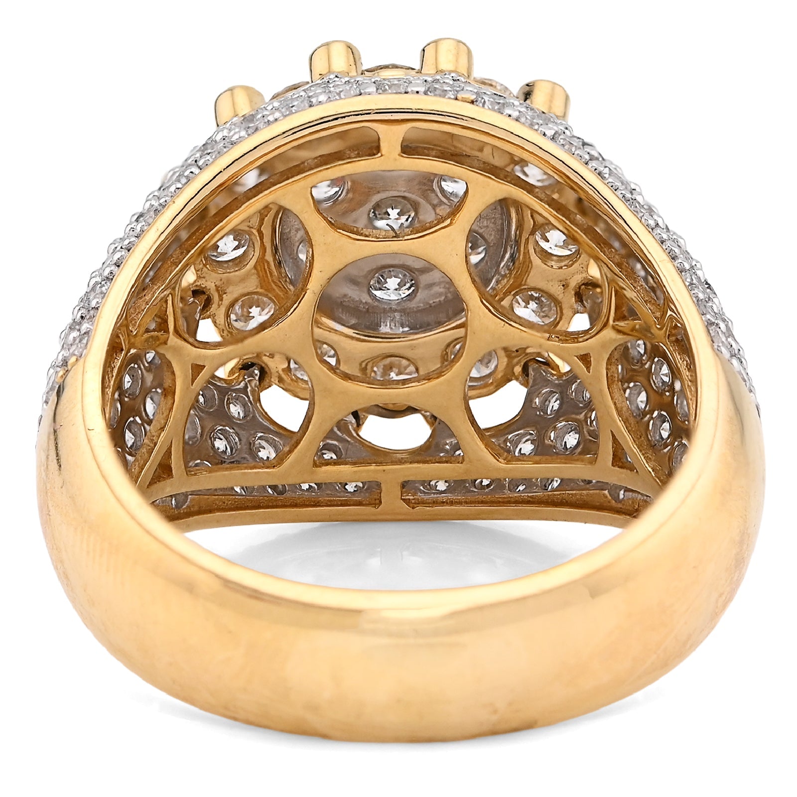 10K Yellow Gold Flower Cluster Natural Diamond 4.75CT Men Pinky Ring - Elite Jewelers - Rings