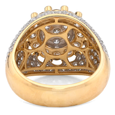 10K Yellow Gold Flower Cluster Natural Diamond 4.75CT Men Pinky Ring - Elite Jewelers - Rings
