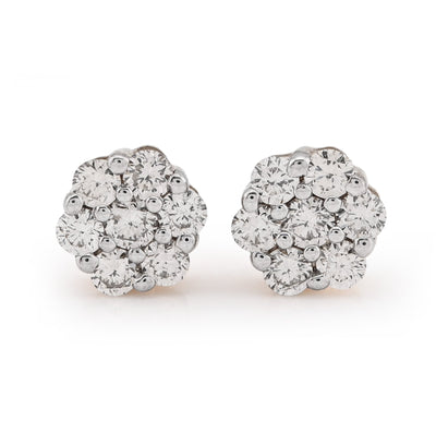 10K Yellow Gold Flower Cluster Stud 0.75CT Natural Diamond Women Men Earrings - Elite Jewelers - Earrings