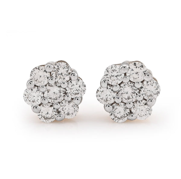 10K Yellow Gold Flower Cluster Stud 0.75CT Natural Diamond Women Men Earrings - Elite Jewelers - Earrings