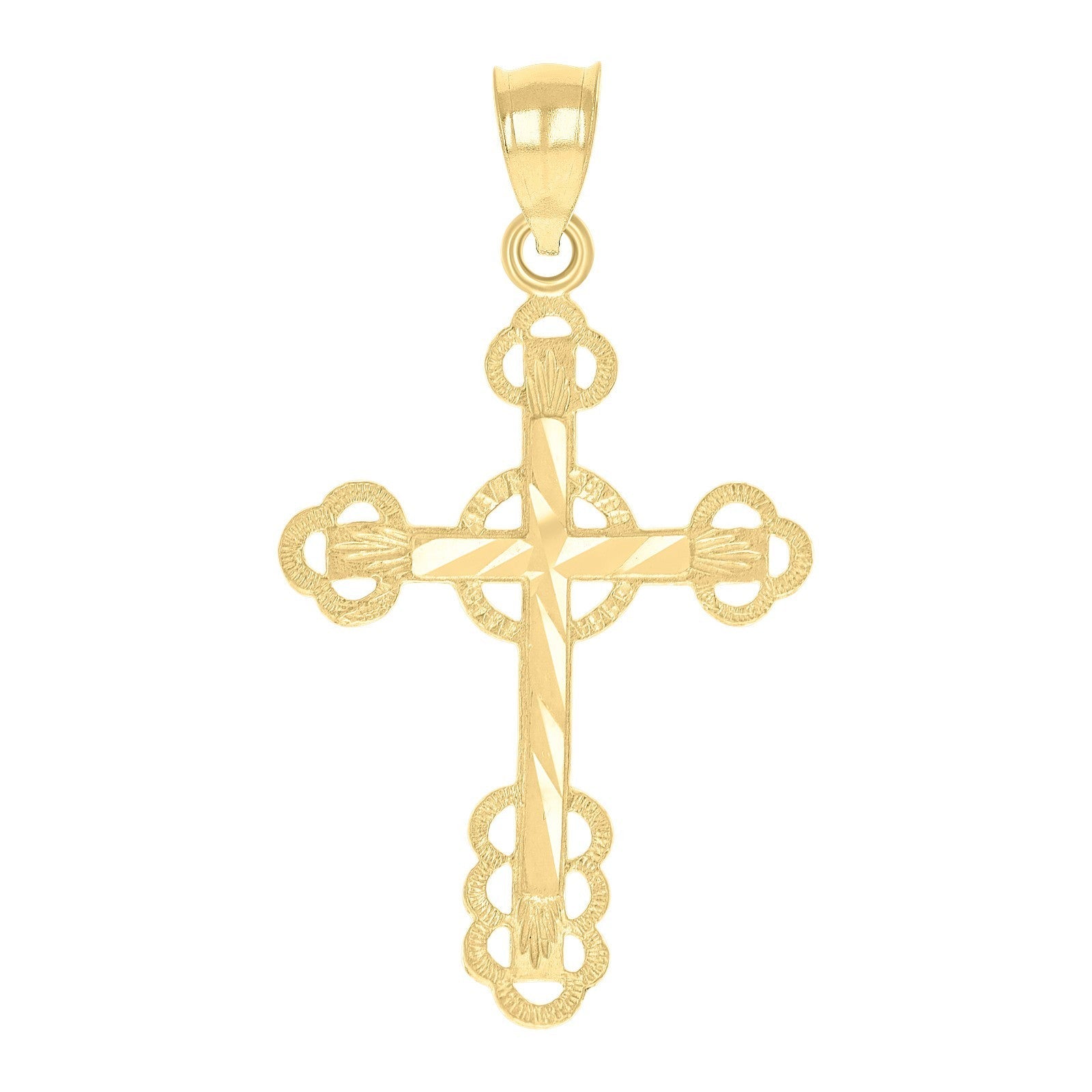 10k Yellow Gold For Mens Womens Diamond - Cut Cross Religious Charm 1.3g Pendant - Elite Jewelers - Charms & Pendants