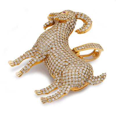 10K Yellow Gold GOAT 5.85CT Natural Diamond Charm 5.85CT Pendant - Elite Jewelers-Charms & Pendants