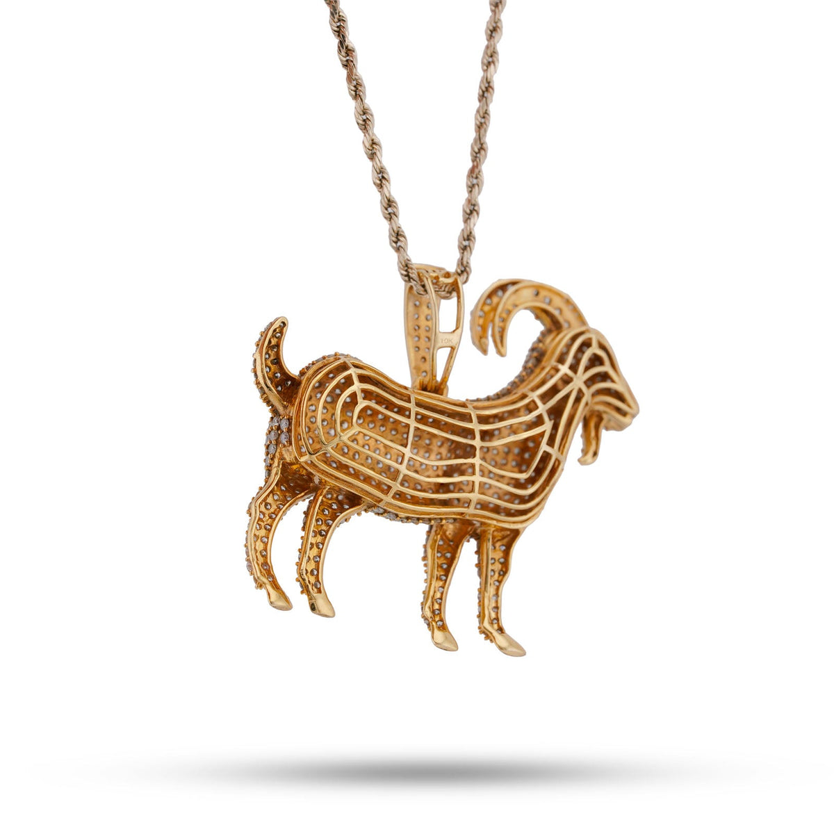 10K Yellow Gold GOAT 5.85CT Natural Diamond Charm 5.85CT Pendant - Elite Jewelers-Charms & Pendants