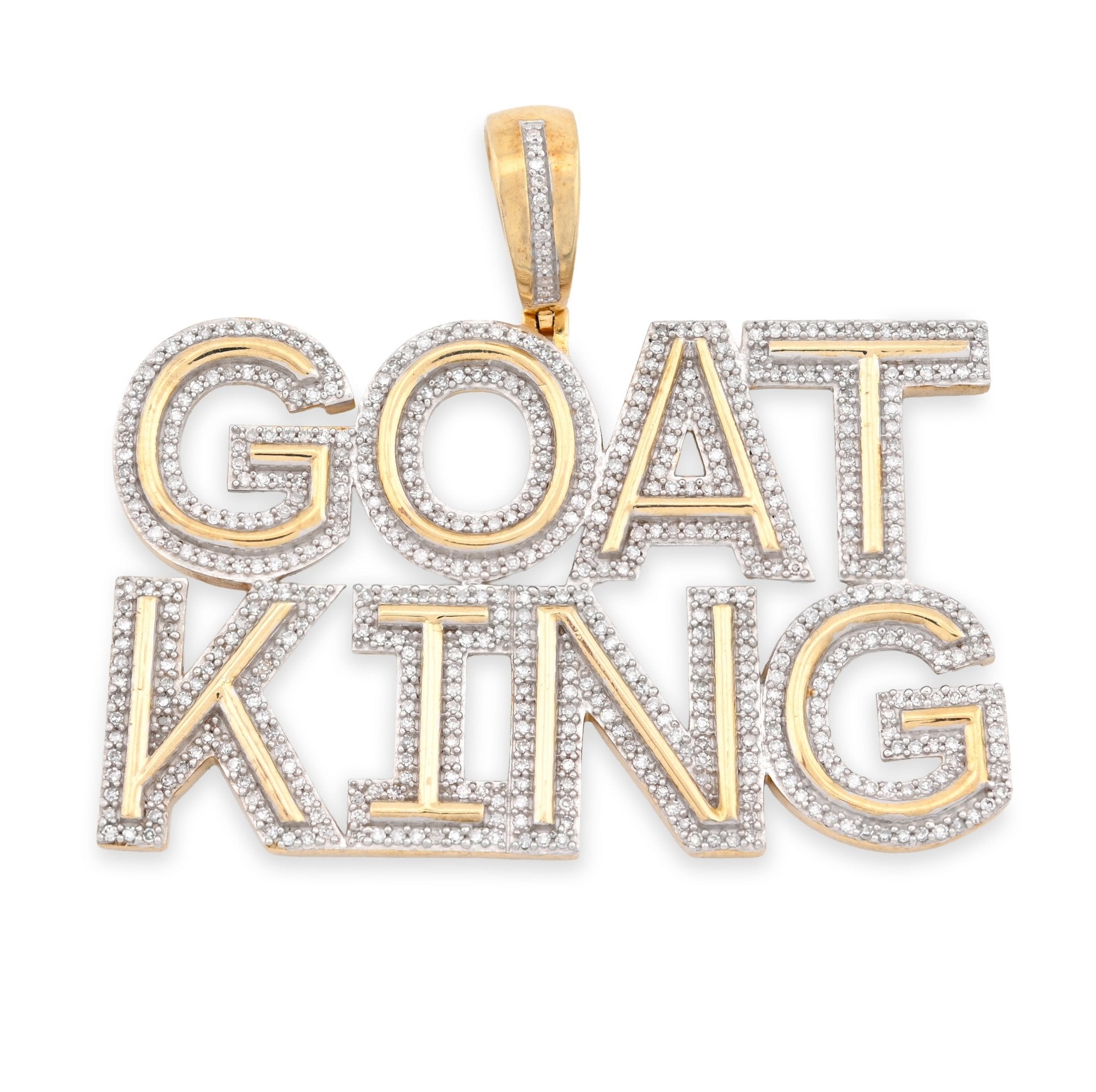 10K Yellow Gold "Goat King" Custom Pendant 1.5CT Natural Diamond Men Charm - Elite Jewelers - Charms & Pendants