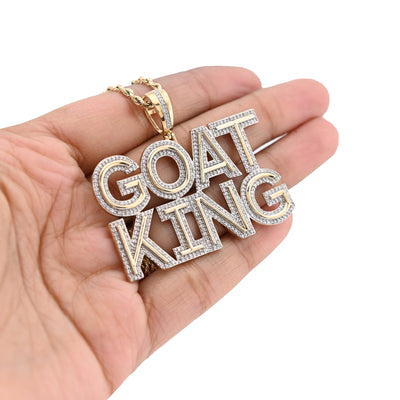 10K Yellow Gold "Goat King" Custom Pendant 1.5CT Natural Diamond Men Charm - Elite Jewelers - Charms & Pendants